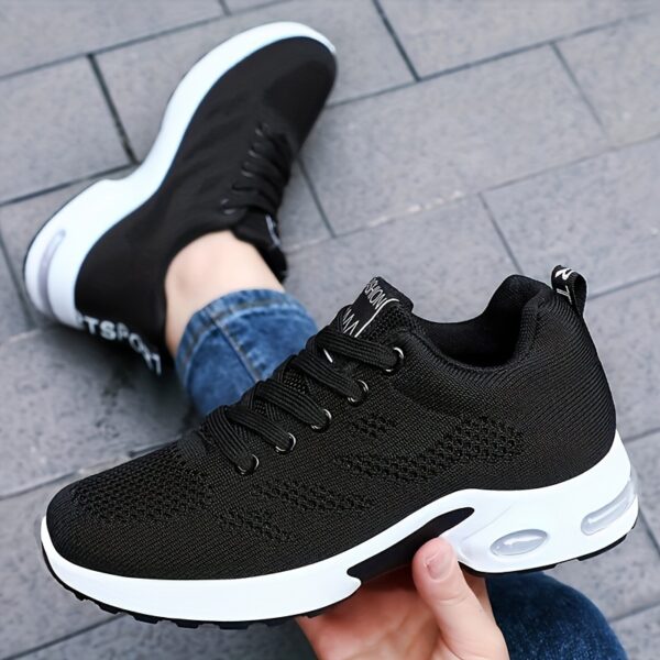 Women's Low-Top Air Cushion Sneakers - Shock-Absorbing, Breathable Fabric in Black, Burgundy, & Pink - Lightweight for Outdoor Sports & Daily Wear, All-Season, Lace-Up, Solid Color, MD Sole - Image 27