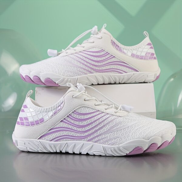 Women'S Lightweight, Breathable Striped Fabric Sneakers - Quick-Dry, All-Season Indoor/Outdoor Sports Shoes with Rubber Base and Fabric Insole for Running, Hiking, and Cycling, Casual Athletic Shoes | Stylish Athletic Shoes | Durable Athletic Shoes - Image 16