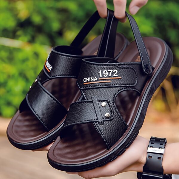 Men's Vintage Retro Style Open Toe Breathable Sandals, Comfy Non Slip Casual Durable Summer Walking Shoes, Men's Footwear - Image 2