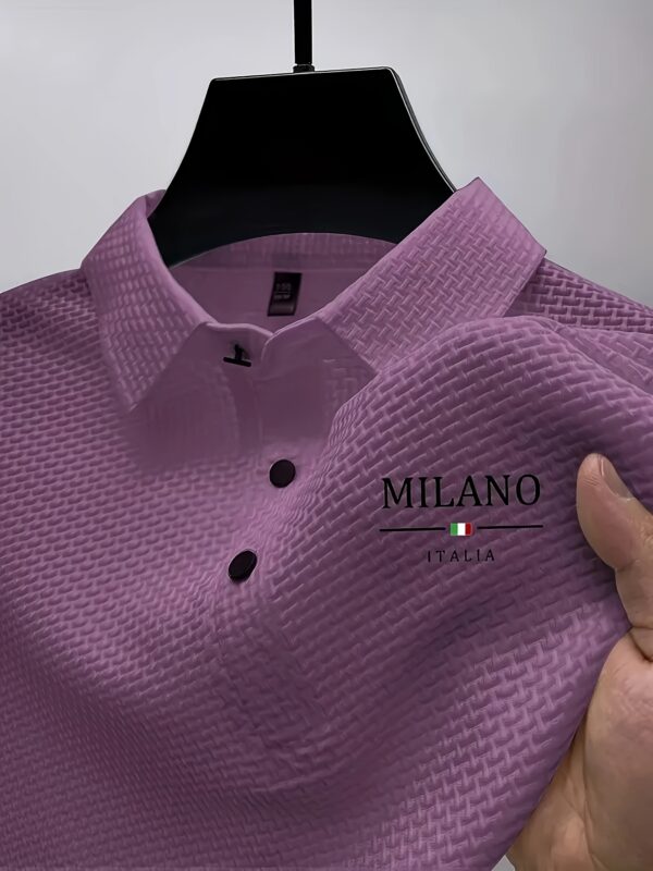 Elson OBM MILIANO Milan Premium Solid Color Business Lapel Breathable Ice Sliky Fiber Fabric Short Sleeve Shirt for Men - Image 5