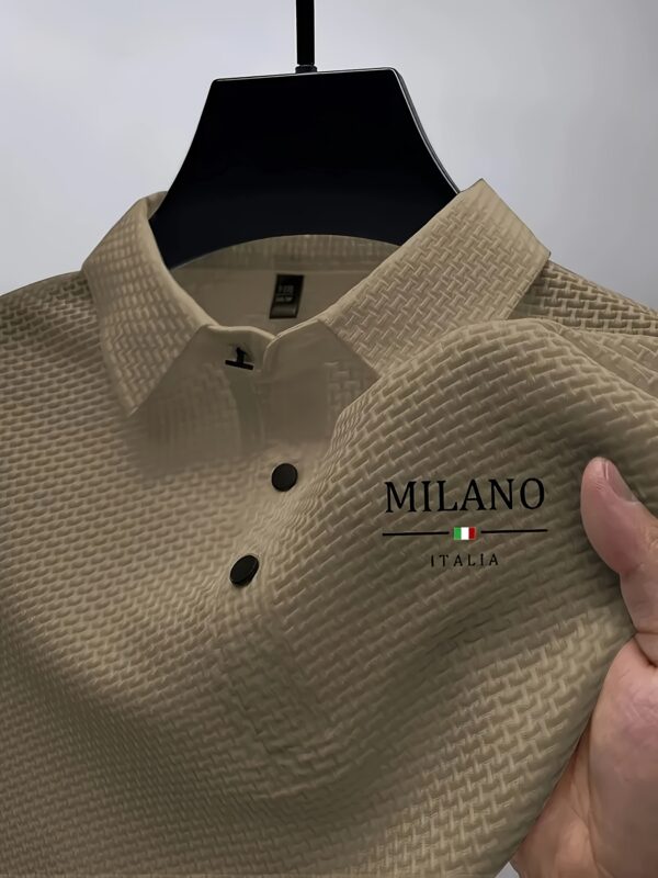 Elson OBM MILIANO Milan Premium Solid Color Business Lapel Breathable Ice Sliky Fiber Fabric Short Sleeve Shirt for Men - Image 6