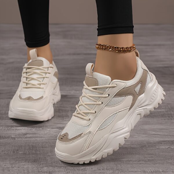 Women'S Lightweight & Breathable Sneakers - Versatile Lace-Up Low Top Design with Mesh & Microfiber Upper, EVA Sole, All-Season Comfort for Running & Casual Wear, Stylish Neutral Appearance, Allseason Sneakers|Neutral Style Sneakers|Eva Sole Sneakers - Image 4