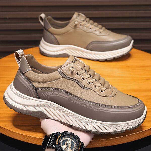 Men's Casual Sports Footwear - Breathable, Non-Slip Sole, All-Season Running Gear with Geometric Pattern, Autumn Winter