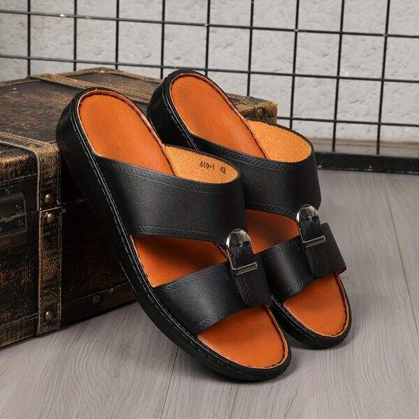 Men'S Casual Fashion Trendy Solid Color Round Toe Slip On Slides, Faux Upper, Faux Sole and Insole, Without Lining, Soft Sole Non-slip, Middle East Style Handmade, All-season, Daily & Casual Outdoor Indoor, for Men - Image 7