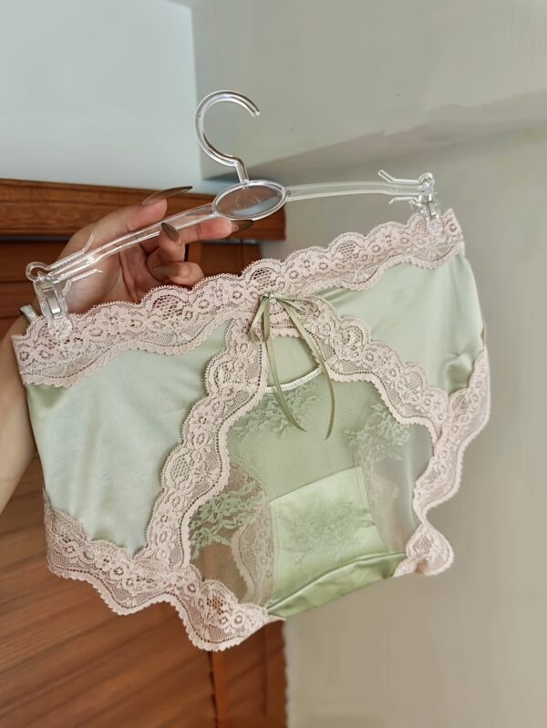 Five Pairs of Bow Lace Panties, Semi-Transparent Mid-Rise Underwear, Stylish Women'S Panties. - Image 7