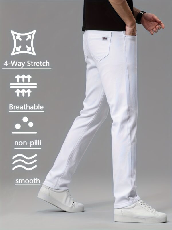 A Pair of Men'S Casual Trousers, Lightweight Business Regular Style White Breathable And Wrinkle- Resistant Fashion Straight-Leg Golf Trousers, Four Seasons Casual Western Trousers, Lightweight And Comfortable, Suitable for Office And Daily Wear - Image 7