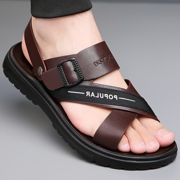 Men's Big & Tall Outdoor Sandals - Slip-Resistant Soft Sole, Breathable Adjustable Straps for Beach, Driving & Casual Summer Wear - Lightweight Comfortable Low-Top Design, Beach Footwear, Sleek Shoe Design, Secure Strap Footwear - Image 2