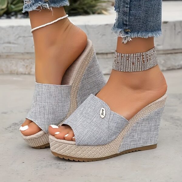 Stylish Women's Summer Slippers, Casual Versatile Thick-Heel Wedge Slides, Solid Color Indoor & Outdoor Slip-Ons for All Occasions - Perfect for 68 Festivals - Image 4
