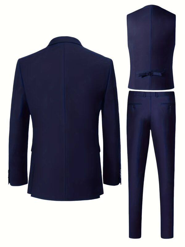 Men's Three-Piece Suit Set with Trousers and Vest, Suitable for Weddings and Important Occasions - Image 3