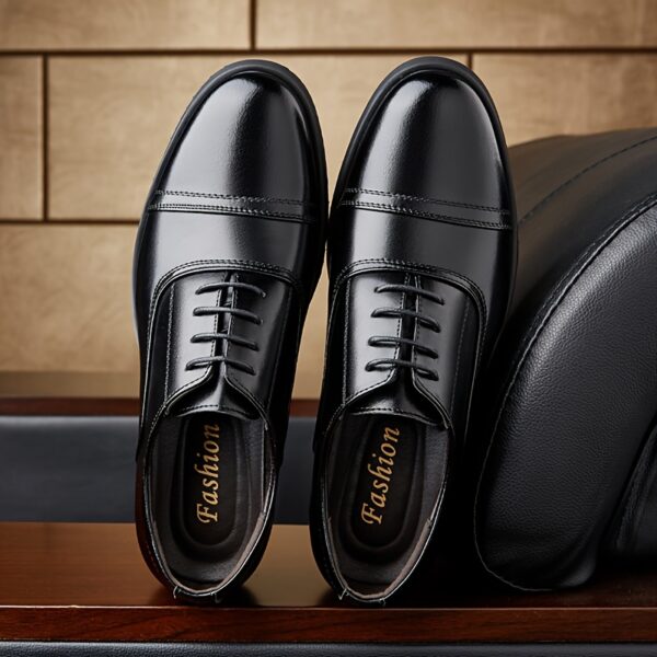 Men'S Genuine Dress Shoes 2025 New Model - Soft Sole Non-Slip Three-Joint Wedding Shoes with Lace-Up Closure, Black Formal Dress Shoes for Business, Casual & Beach Wear, Wedding Shoes, Business Casual Footwear, Classic Dress Shoes, Durable Rubber Sole - Image 3
