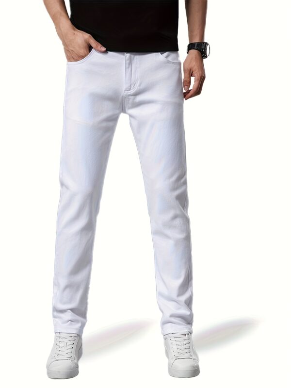 A Pair of Men'S Casual Trousers, Lightweight Business Regular Style White Breathable And Wrinkle- Resistant Fashion Straight-Leg Golf Trousers, Four Seasons Casual Western Trousers, Lightweight And Comfortable, Suitable for Office And Daily Wear - Image 3