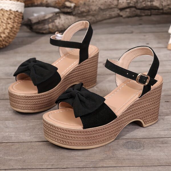 Women'S Summer Platform Sandals, Thick Heel, Fish Mouth, Butterfly Buckle, Open Toe, Fabric Upper, Synthetic Inner, Faux Sole, Synthetic Insole, Hand Wash or Professional Dry Clean, Solid Color, for Women - Image 13