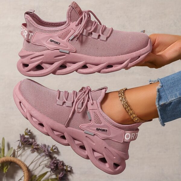 Valentine'S Day Women'S Solid Color Mesh Lace-Up Casual Sports Shoes, Breathable Low-Top Outdoor Running Shoes, Suitable for Gym Workouts.