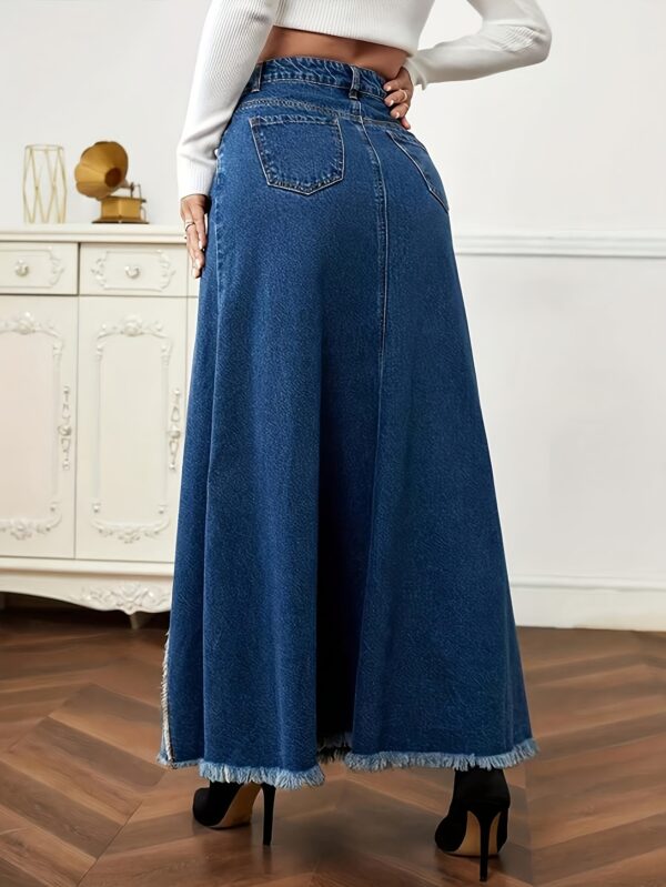 European and American Women's long spliced half skirt with umbrella-shaped fringe A-line dress - Image 3