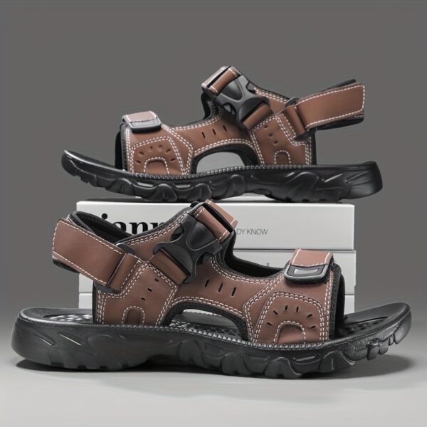 Men's Summer Sandals - Cushioned EVA Sole, Non-Slip Outdoors/Beach/Casual Shoes - Lightweight Breathable Sandals for Everyday & Formal Wear - Black, Sleek Strap Design, Adjustable Strap Footwear - Image 2