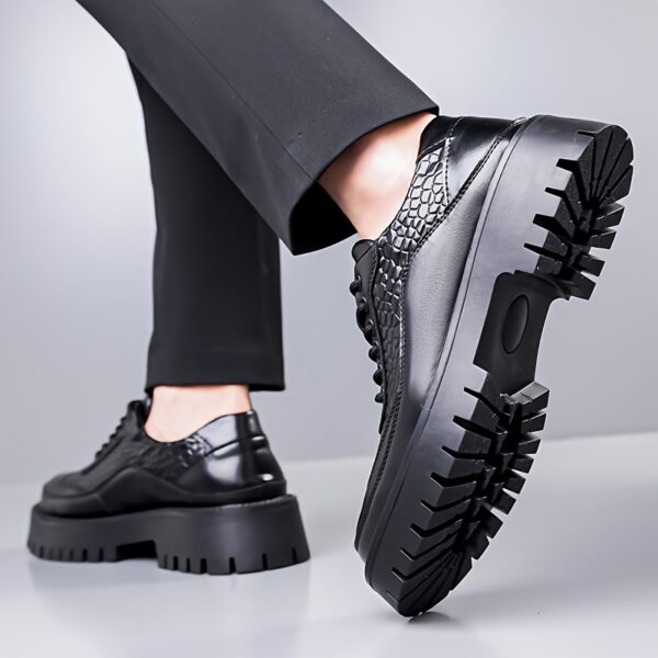2025 Trendy Men'S Lace-Up Business Casual Shoes, Textured Embossed Derby Style with Premium Material + Non-Slip Durable Rubber Sole, Available in 2 Colors, Comfortable Thick-Soled Dress Shoes Suitable for Daily Wear, Business Gatherings, and Multiple Scenarios, 11 Sizes to Choose From - Image 11