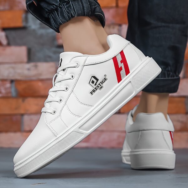 Men'S Low-Top Casual Sneakers - Red & Black Skate Shoes with "Prestige Lives" Graphic, Lace-Up, EVA Sole, Microfiber Synthetic Upper, Perfect for Everyday & Commuting, Ideal Christmas Gift, Everyday Casual Shoes| Bold Design Shoes|Synthetic Upper Sneakers - Image 4