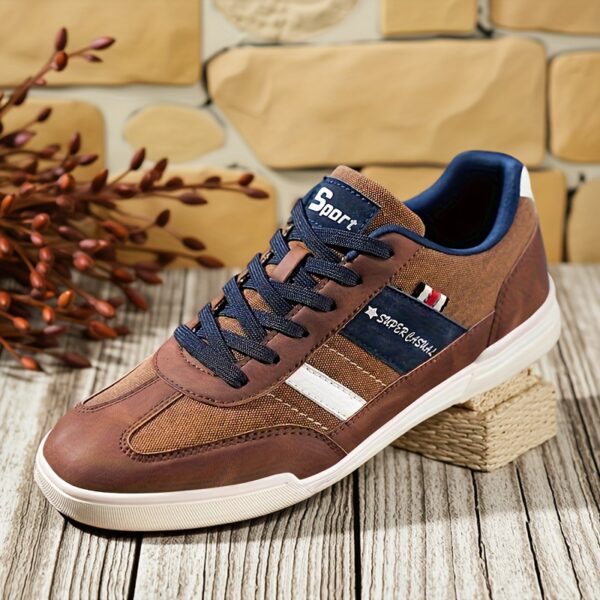 Men'S Plus Size Fashionable Breathable Canvas Sneakers with Contrast Color Design, Skateboarding Sneakers, Low-Top Lace-Up Lightweight Comfortable Casual Shoes for Outdoor Walking, Jogging, Traveling, Street Style, All-Season Activities - Image 11