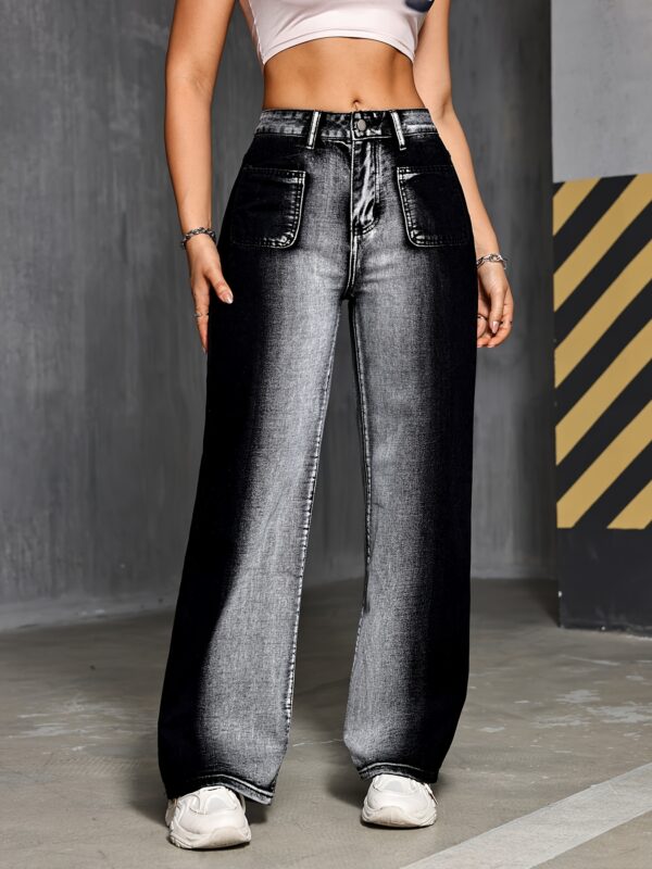 Black and White Contrast Casual Straight Pants