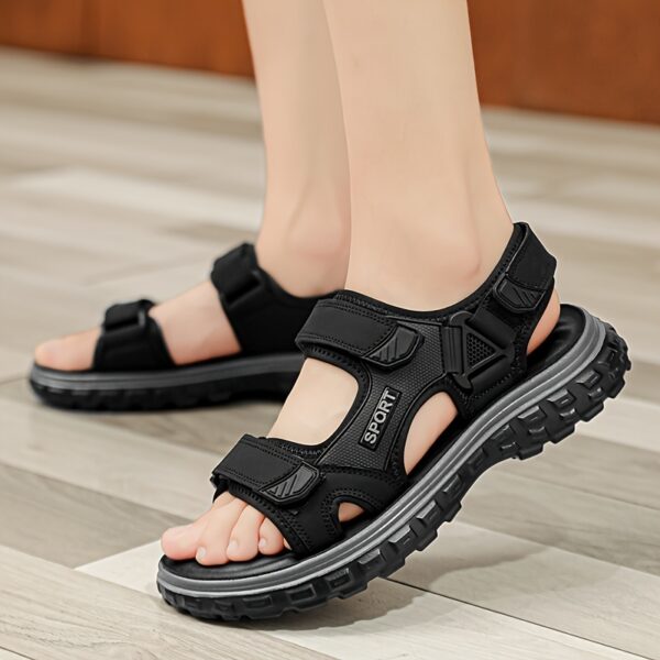 Men's Solid Color Open Toe Breathable Sandals, Comfy Non Slip Casual Durable Beach Water Shoes For Men's Outdoor Activities - Image 5