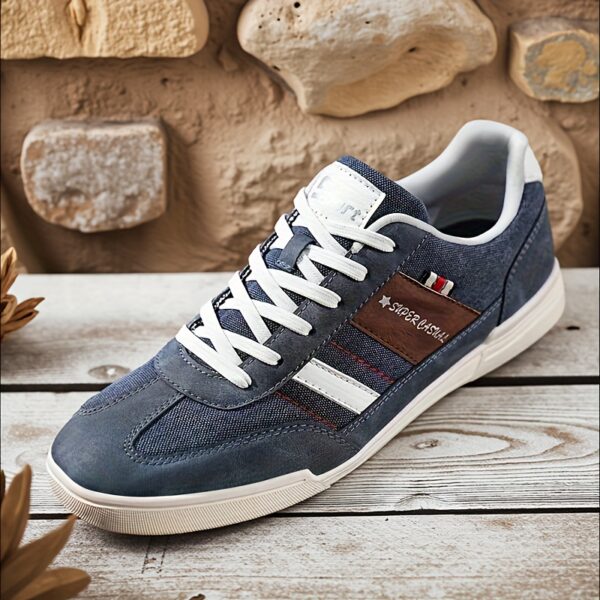 Men'S Plus Size Fashionable Breathable Canvas Sneakers with Contrast Color Design, Skateboarding Sneakers, Low-Top Lace-Up Lightweight Comfortable Casual Shoes for Outdoor Walking, Jogging, Traveling, Street Style, All-Season Activities - Image 12