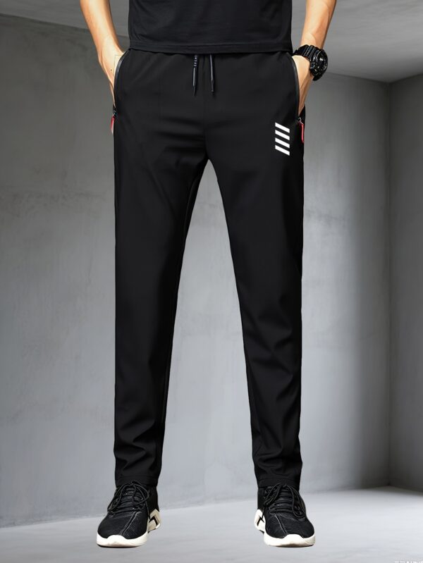 3pcs Men'S Fashion Casual Jogger Pants with Zipper Pockets, Featuring a Stylish Print Design, Made from Breathable And Lightweight Fabric Suitable for Summer Sports And Leisure Wear, a Perfect Gift Choice. Modern Athletic Wear with Practical Pocket Design, Suitable for All Seasons - Image 4