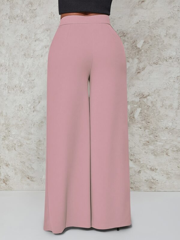 Women's High-Waist Wide Leg Pants | Elegant Black Polyester Blend | Double Side Slit with Metallic Button Detail | Loose Fit, Machine Washable | Ideal for Casual Outings | Spring/Autumn Collection, Spring Autumn Pants | Chic Slit Pants | Front Slit Pants - Image 28