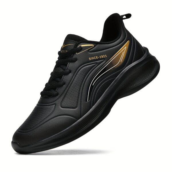 [1pair Water-Resistant Men'S Sneakers] Men'S Fashion Sneakers, Water-Resistant Synthetic Low-Top Running Shoes, Lace-Up Casual Sports Footwear, with Fabric Insole and MD Sole, for Daily Wear - Image 5
