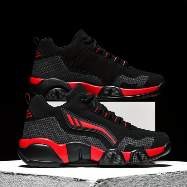 Men's Casual Sporty Sneakers - High Quality PU Upper, Non-Slip Rubber Sole with Cushioned Comfort & Inner Arch Support, Low-Top Lace-Up Design for All-Day Wear (Black/White) - Spring/Fall/Winter Seasonal Versatility, Comfortable Walking Shoes | Modern Sneakers | Sturdy Sole Footwear - Image 7