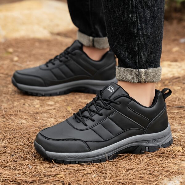 Men's Low-Top All-Season Hiking Sneakers, Black with Gray Accents, Non-Slip Durable Outdoor Sneakers for Men, Lightweight & Breathable for Hiking, Camping, and Casual Wear - Image 5