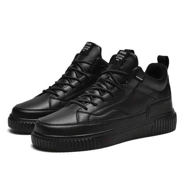 Men's Trendy Solid High Top Skate Shoes, Comfy Non Slip Casual Lace Up Sneakers For Men's Outdoor Activities - Image 3