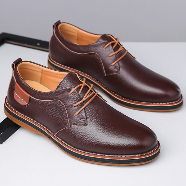 Men'S Genuine Cow Faux Leather Dress Shoes - Sleek Lace-Up Business Casual Footwear with Non-Slip Rubber Sole, Available in Navy Blue, Black, Olive Green, and Brown, All-Season Comfort, Faux Leather Lining, Perfect for Work, Parties, and Casual Attire, Versatile Dress Shoes | Sleek Shoe Design | Shoes - Image 7