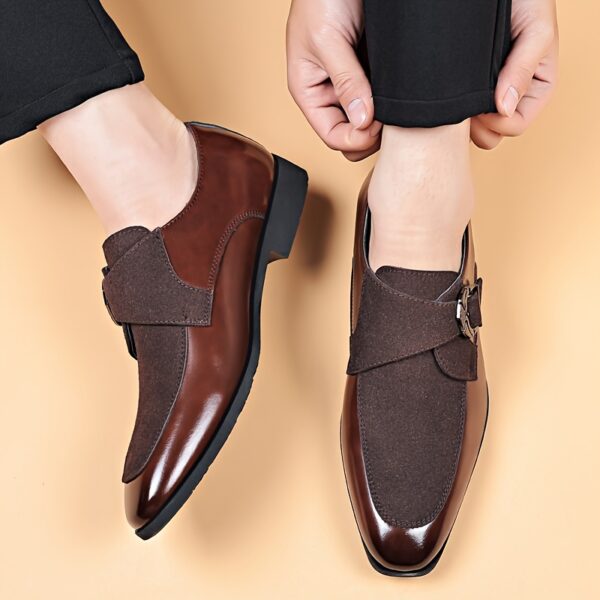 Men's Classic Black Dress Shoes - British Style Pointed Toe, Faux with Rubber Sole, Versatile for Business or Casual Wear - Image 4