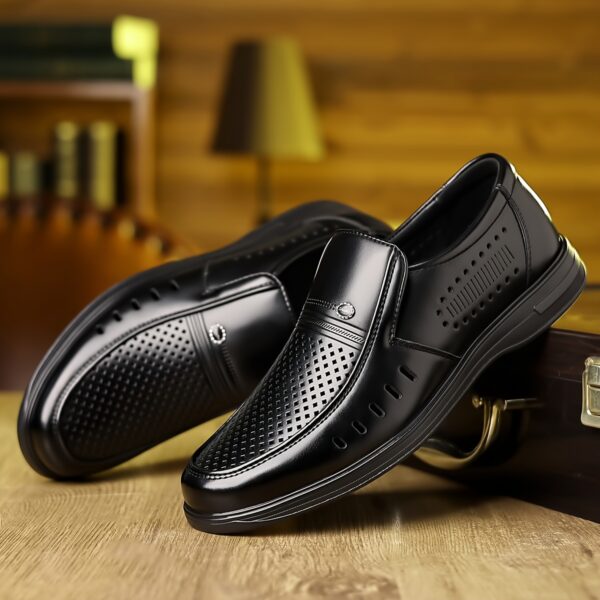 Plus Size Men's Classic Solid Colour Slip On Loafer Shoes, Comfy Non Slip Casual Durable Dress Shoes, Men's Footwear - Image 2