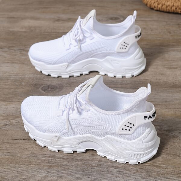 SIGUJK Women's Breathable Knit Sneakers - Lightweight Casual Walking Shoes with Cushioned PU Sole, White Low-Top Lace-Up Design for All-Season Outdoor Comfort, Shoes Sneakers, Sleek Sporty Design, Microfiber Construction, Everyday Footwear, Durable Footwear, Daily Commuters - Image 11