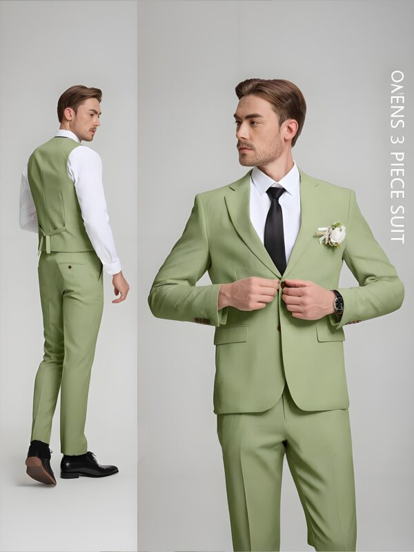 Men's Suits 3pcs Retro Linen Men Suit Beach Wedding Suit Summer Slim Fit Light Weight Linen Suit Jacket Vest Pant Tuxedo Business Prom - Image 6