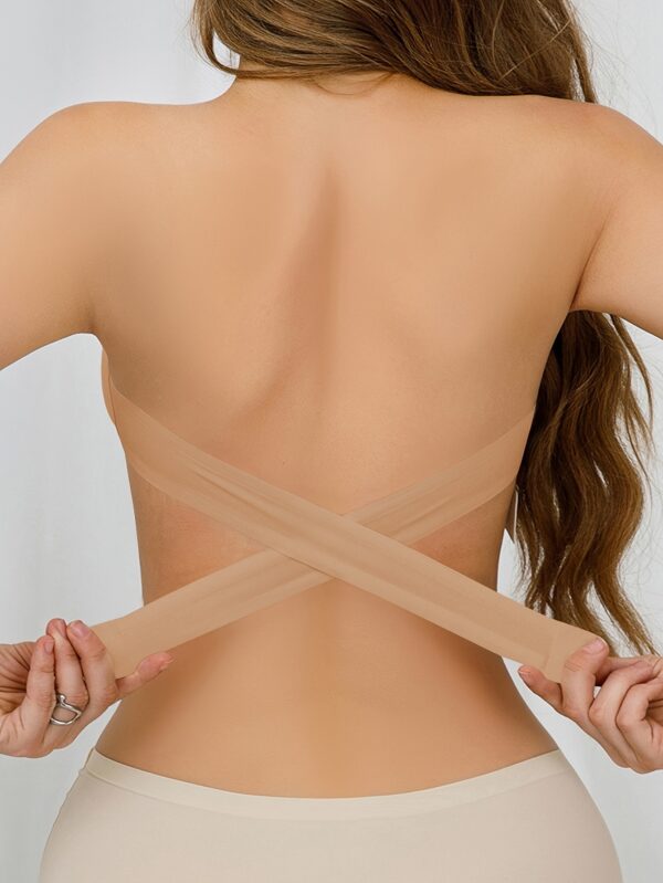 Wireless Bandeau Bralette with Side Closure, Sexy Strapless Nylon Knit Fabric - Removable Padding, Cross Strap Detail, Solid Color Stretch Bandeau for Adults - Nylon 75%, Elastane 25% - Image 9
