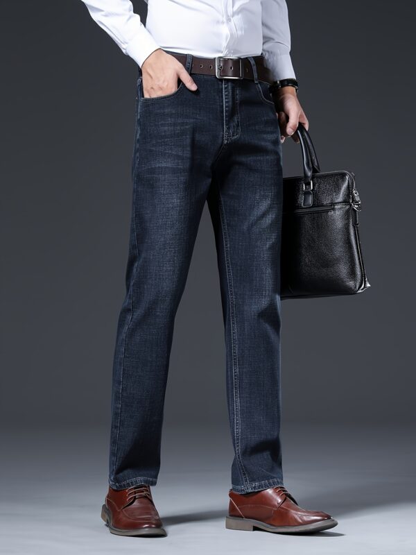 Men'S Premium Thick Straight-Leg Jeans for All Seasons - Image 4