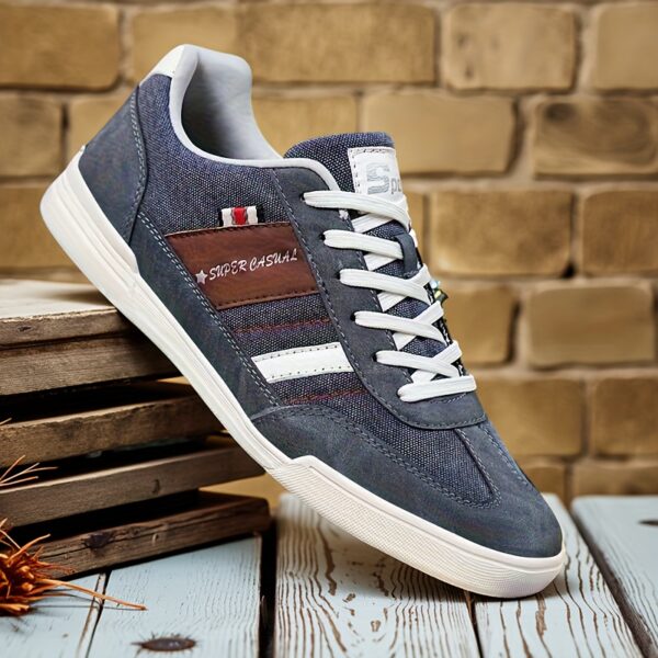 Men'S Plus Size Fashionable Breathable Canvas Sneakers with Contrast Color Design, Skateboarding Sneakers, Low-Top Lace-Up Lightweight Comfortable Casual Shoes for Outdoor Walking, Jogging, Traveling, Street Style, All-Season Activities - Image 9