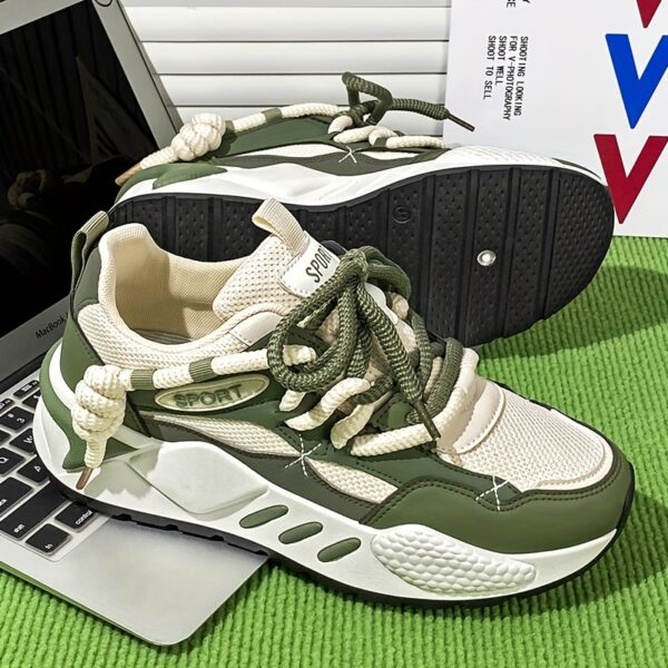 Women's Lightweight Running Shoes - Breathable Mesh & PU Foam Upper, Neutral Support Design, All-Season Comfort with Durable Rubber Sole for Gym, Walking, Casual Wear - White & Beige, Gym Trainers | Sleek Trainers | Fabric Interior Lining - Image 6