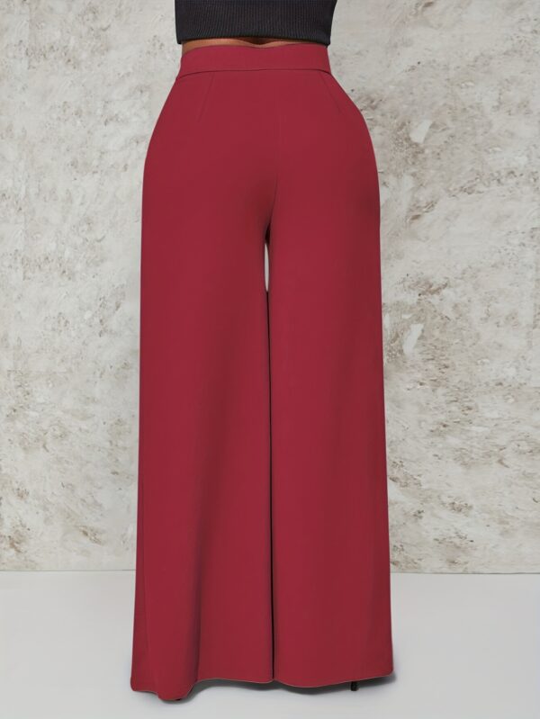 Women's High-Waist Wide Leg Pants | Elegant Black Polyester Blend | Double Side Slit with Metallic Button Detail | Loose Fit, Machine Washable | Ideal for Casual Outings | Spring/Autumn Collection, Spring Autumn Pants | Chic Slit Pants | Front Slit Pants - Image 20