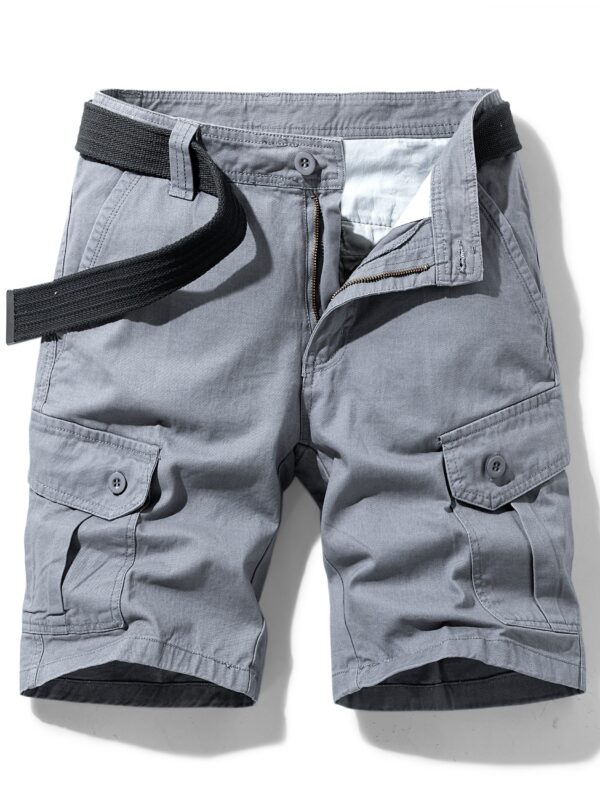 Men's 100% Cotton Solid Shorts With Multi Pockets, Casual Shorts For Summer - Image 3