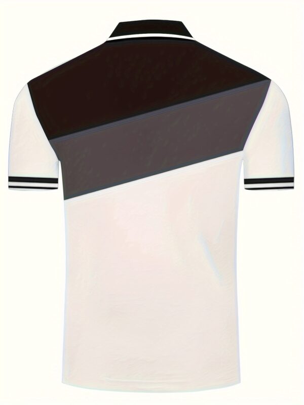 Casual Geometric Pattern Men's Color Block Short Sleeve Shirt, Stylish Male Shirt For Golf Sports, Gift For Men - Image 10
