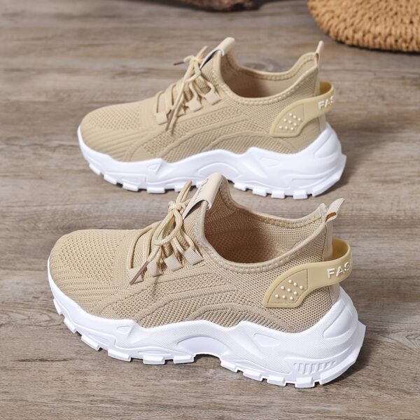 SIGUJK Women's Breathable Knit Sneakers - Lightweight Casual Walking Shoes with Cushioned PU Sole, White Low-Top Lace-Up Design for All-Season Outdoor Comfort, Shoes Sneakers, Sleek Sporty Design, Microfiber Construction, Everyday Footwear, Durable Footwear, Daily Commuters - Image 12