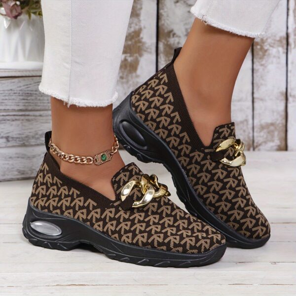 Women's Breathable Hiking Shoes With EVA Outsole, Geometric Pattern, Moisture-Wicking Fabric, Suitable For All Seasons - Image 2