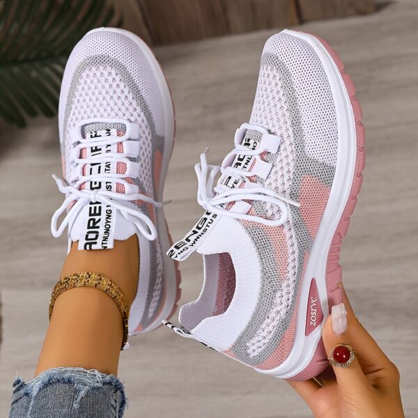 Women'S Lightweight Breathable White Sneakers - Comfortable Low-Top Lace-Up Walking Shoes with Non-Slip PVC Sole, Ideal for Travel, Shopping, and Casual Wear, Casual Footwear | Stylish Laceup Shoes | Comfortable Footwear - Image 11