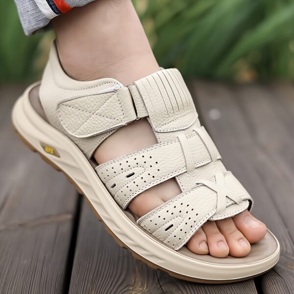 summer 2025 Men's lightweight Genuine Leather sports sandals with adjustable buckle straps, featuring exquisite Genuine Leather uppers and anti-slip durable soles. Available in 3 colors for all-day comfort and breathability, suitable for daily wear and outdoor commuting. Offers a full range of sizes (9 options) to fit various foot types, including water-friendly designs at an excellent value - Image 11