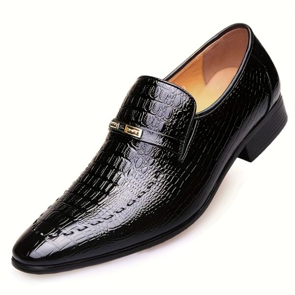 Men'S Genuine Slip-On Loafers - Comfortable Pointed Toe Dress Shoes with Breathable Insole & Durable Rubber Sole, Brown Faux for Business, Office, Formal Events, Formal Footwear, Classic Style, Polished Finish - Image 4