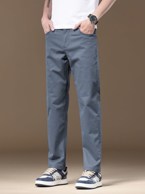 Saleisi Men'S Casual Cotton Blend Pants - Comfortable & Durable, All-Season Style with Elastic Waistband, Regular Fit, Button Fly, Ideal for Everyday & Business Casual Wear, Everyday Comfort|Stylish Casualwear|Polyester Lined Pants - Image 7