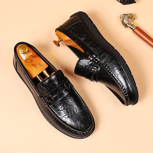 Men'S Elegant Brown Loafers - Casual Slip-On Shoes with Metal Buckle, Perfect for Weddings, Parties, and Business Casual Attire, All-Season Comfort, Rubber Sole, Faux Upper, Formal Footwear | Elegant Loafers | Stylish Loafers - Image 12